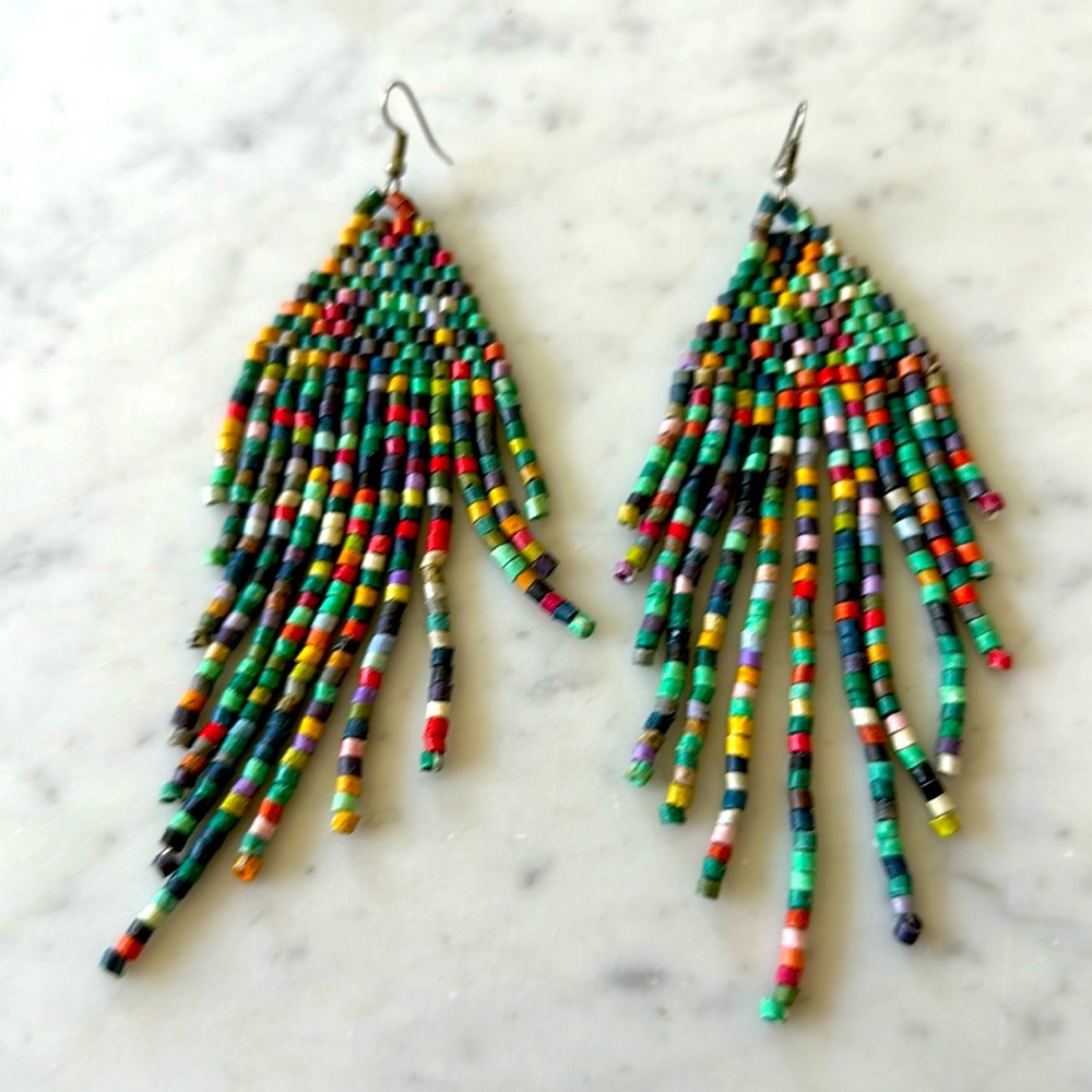 Handmade chandelier earrings - ceramic beads